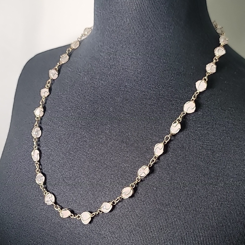 12" GEMSTONE Wire Necklace Gold Pink Stone Opaque Beaded StrandEL